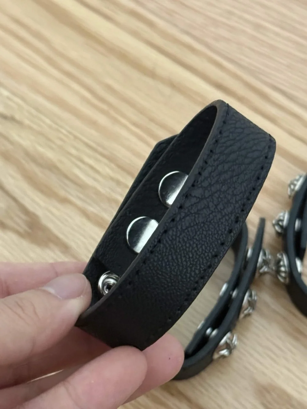 Men’s Leather Snap Bracelet in Deep Pink